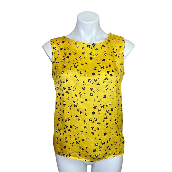 Banana Republic Tops - Banana Republic | Women's Yellow and Blue Silky Sleeveless Blouse | Size: XS